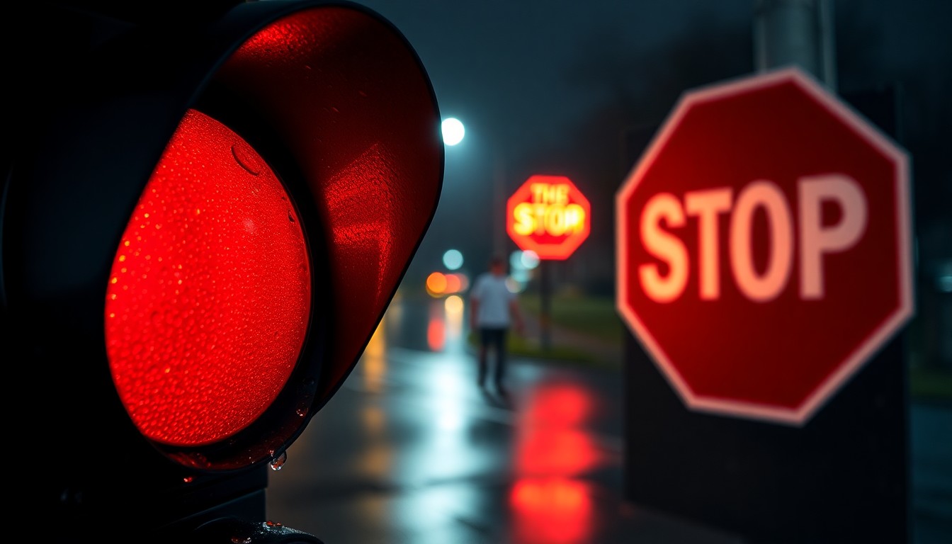 Les différences entre griller un feu rouge et un stop